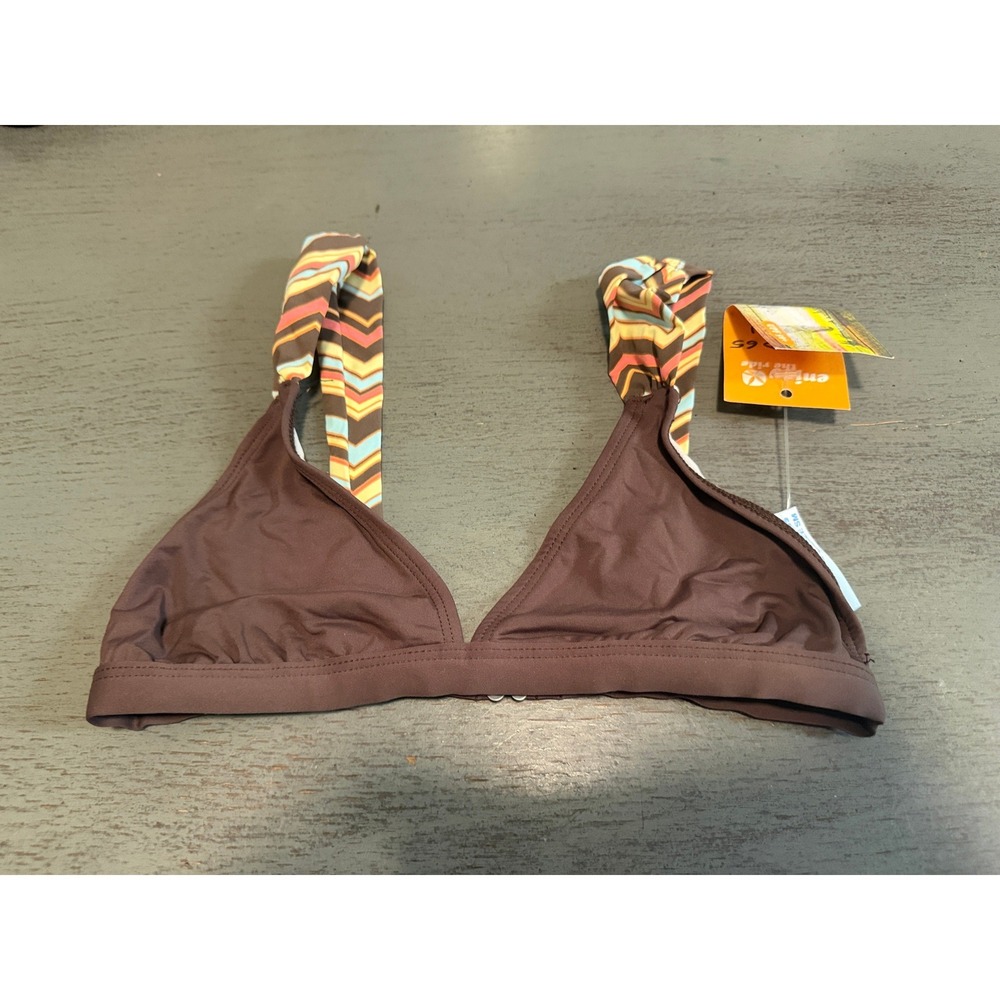 Carve Designs Brown Chevron Strap Triangle Bikini Top Small NWT